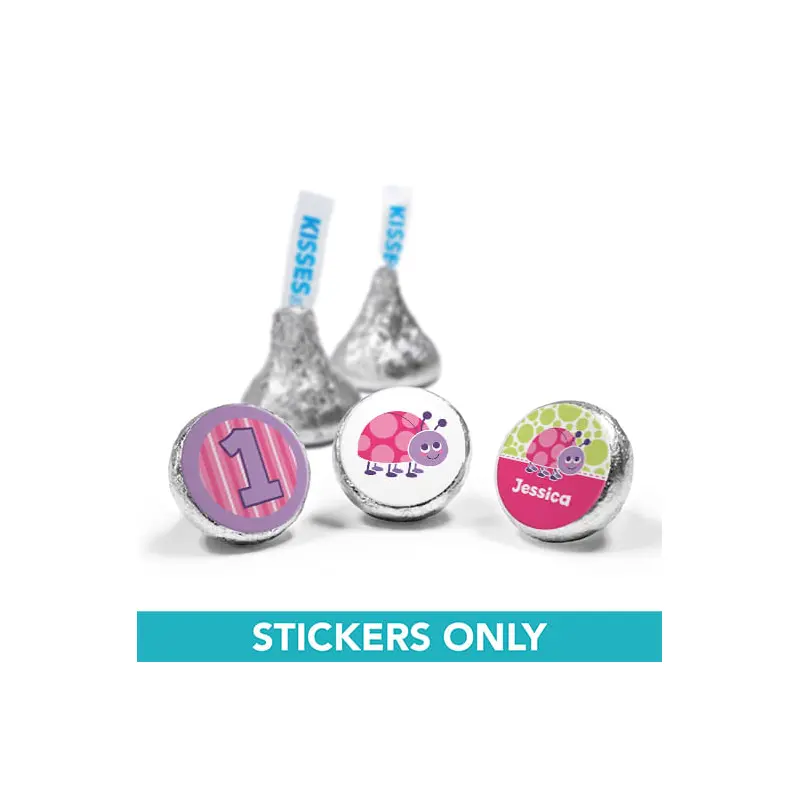 Personalized Birthday Colorful Lady Bug 3/4" Sticker (108 Stickers)