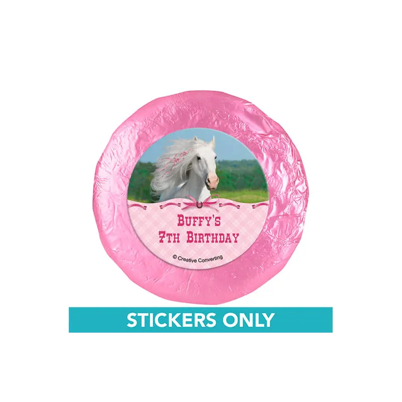 Personalized Birthday Horse 1.25" Stickers (48 Stickers)