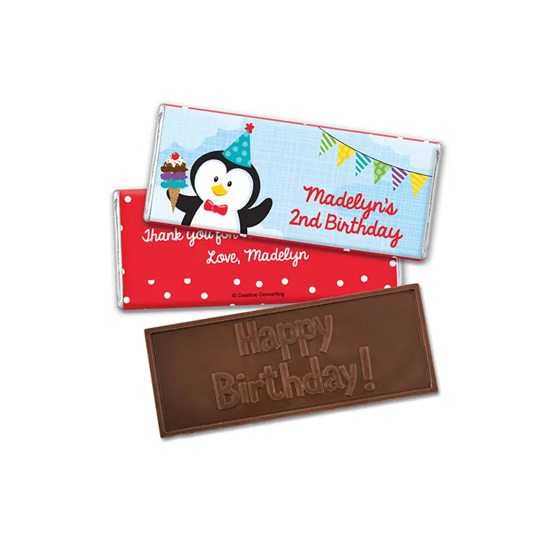 Personalized Birthday Penguin Embossed Happy Birthday Chocolate Bar