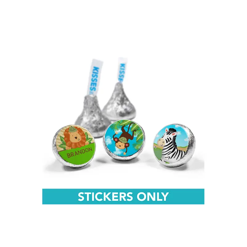 Personalized Birthday Safari 3/4" Sticker (108 Stickers)