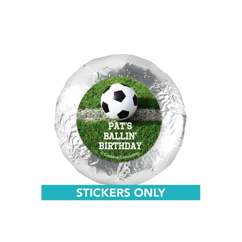 Personalized Birthday Soccer Balls 1.25" Stickers (48 Stickers)