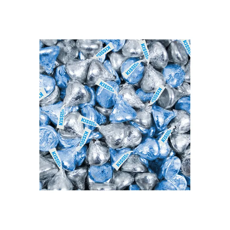 Light Blue & Silver Hershey's Kisses Foil Wrapped Bulk Chocolate Candy