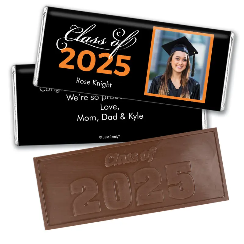 Orange Graduation Personalized Embossed Chocolate Bar Photo Class Of