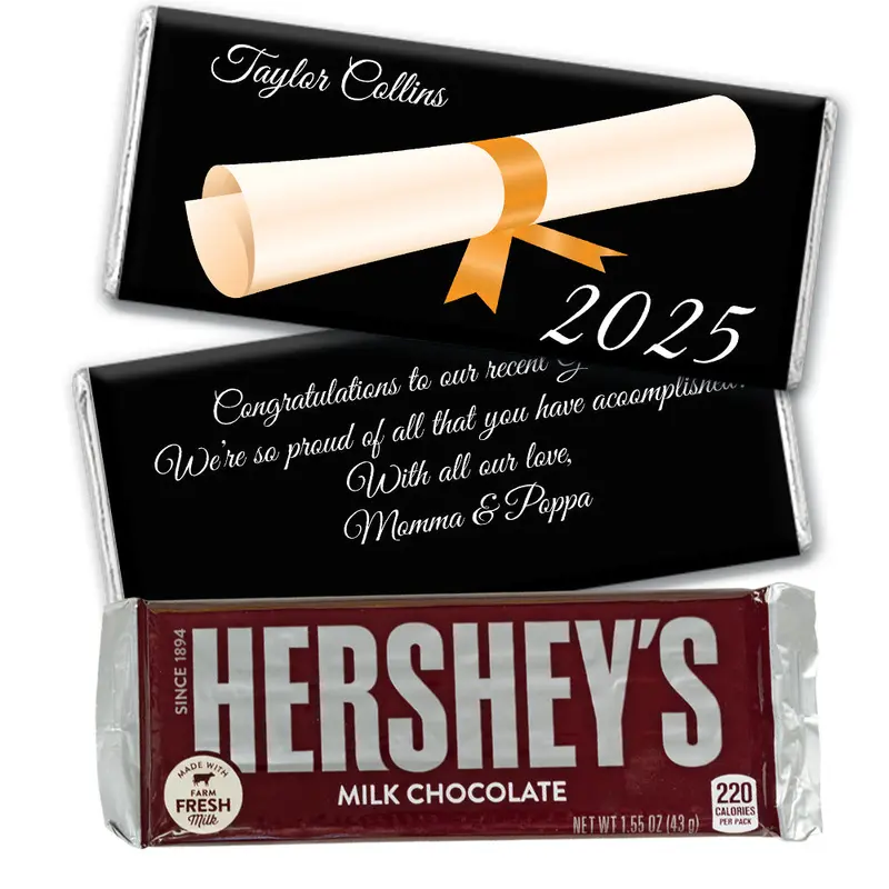 Orange Graduation Personalized Hershey's Milk Chocolate Bar Diploma