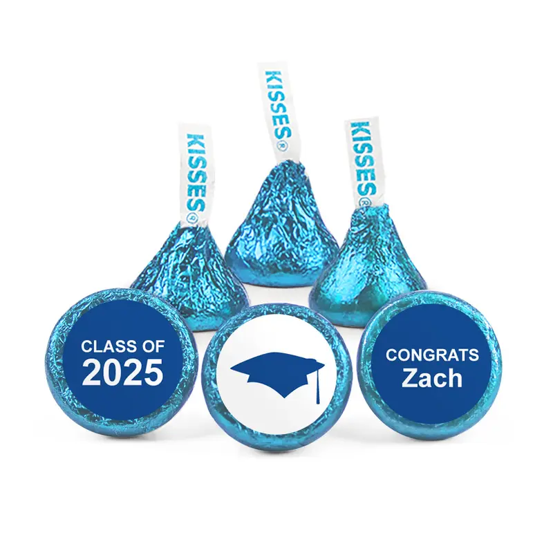 Personalized Blue Graduation Cap Hershey's Kisses