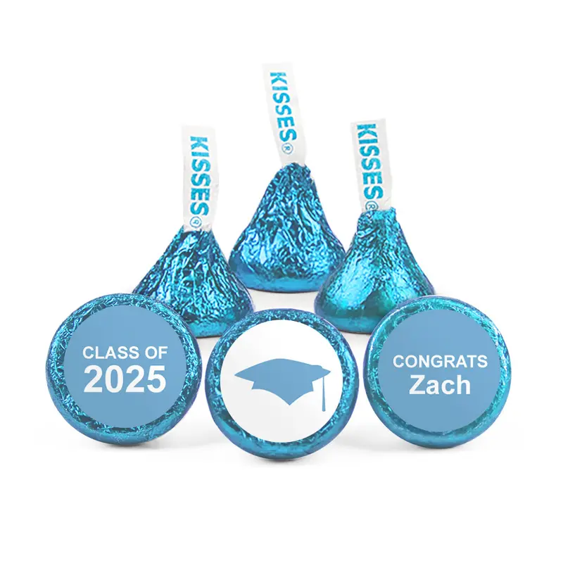 Personalized Light Blue Graduation Cap Hershey's Kisses