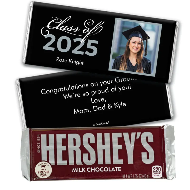 Silver Graduation Personalized Hershey's Milk Chocolate Bar Photo Class Of
