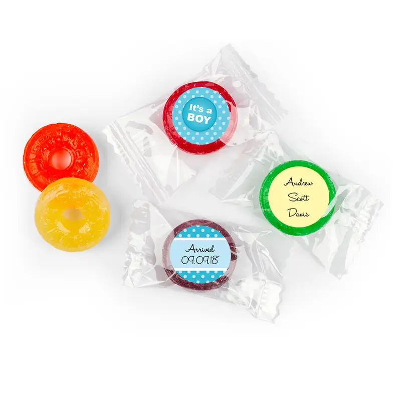Baby Boy Announcement Personalized LifeSavers 5 Flavor Hard Candy It's a Boy! Polaroid (300 Pack)