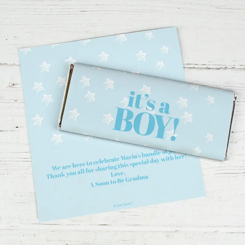 Personalized It's a Boy! Chocolate Bar Wrapper Only