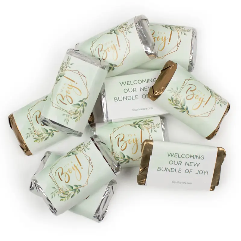 Baby Boy Candy - Botanicals Wrapped Hershey's Miniatures