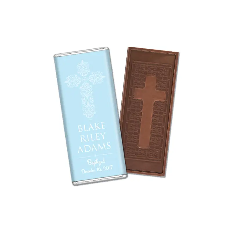 Baptism Personalized Embossed Cross Chocolate Bar Filigree Cross