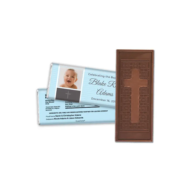 Baptism Personalized Embossed Cross Chocolate Bar Photo & Cross