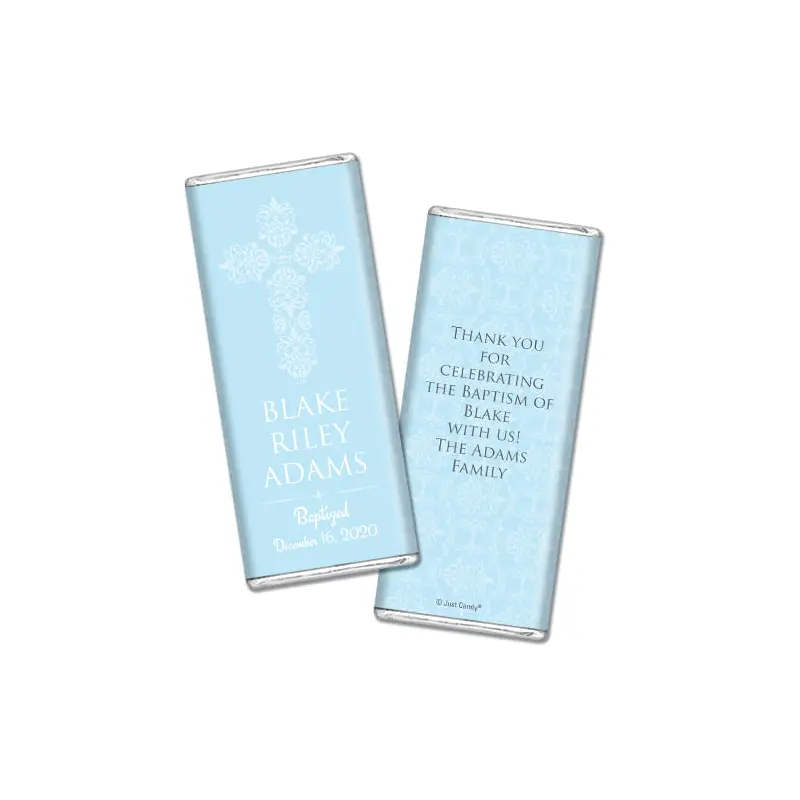 Baptism Personalized Hershey's Milk Chocolate Bar Filigree Cross