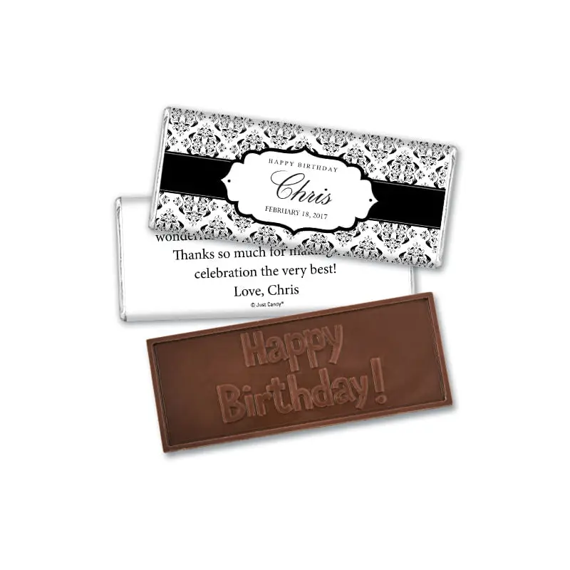 Birthday Personalized Embossed Chocolate Bar Baroque Pattern