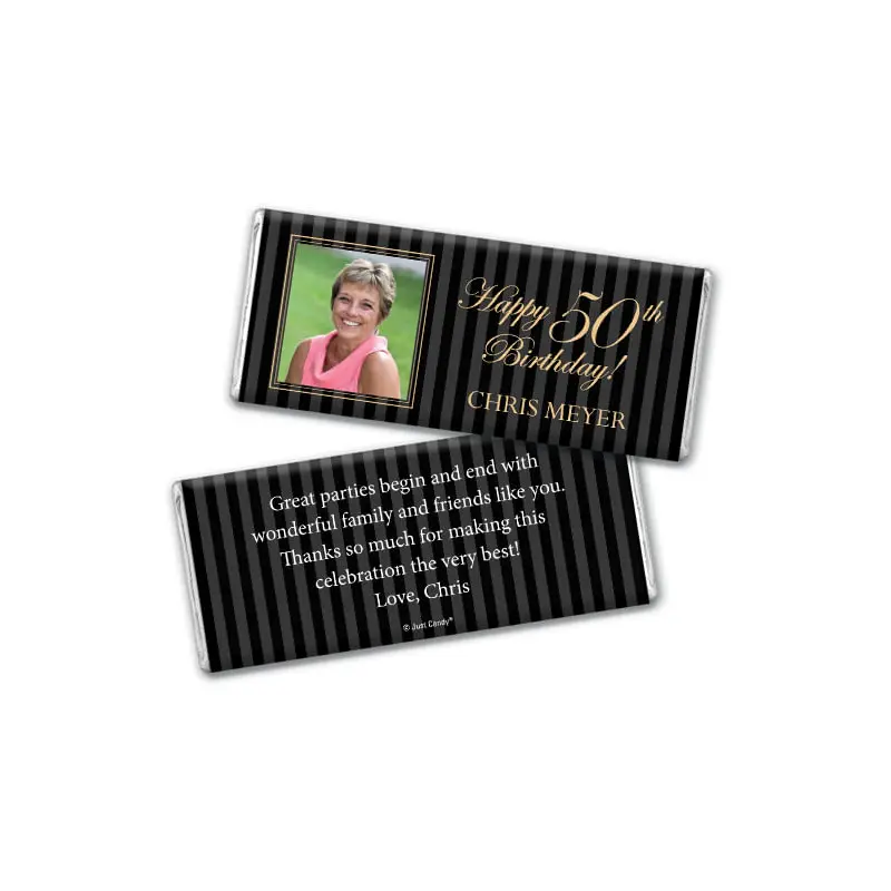 Birthday Personalized Hershey's Milk Chocolate Bar Formal Pinstripes Photo