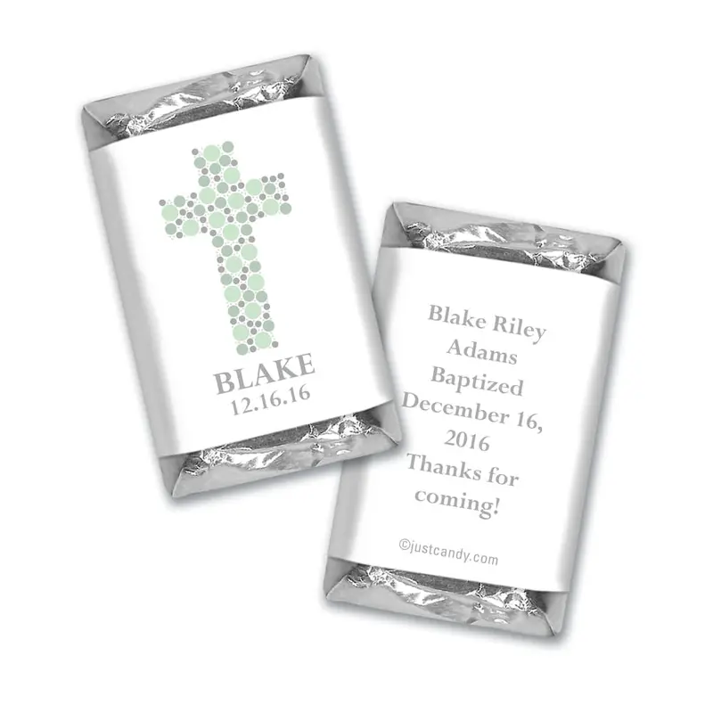 Baptism Personalized Hershey's Miniatures Polka Dot Cross