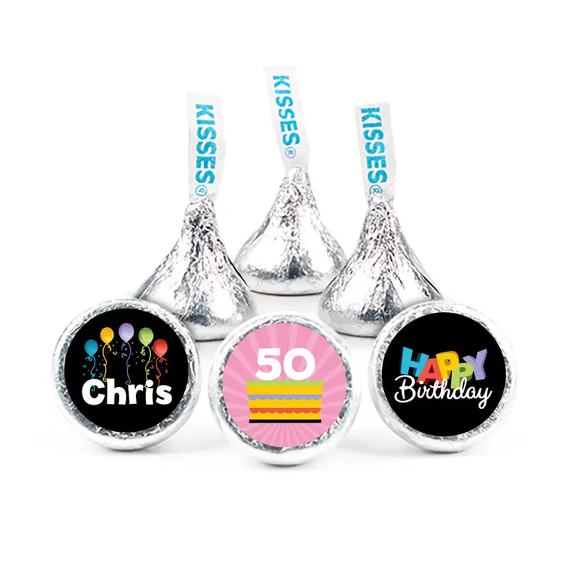 Birthday 3/4" Stickers Surprise Personalized (108 Stickers)