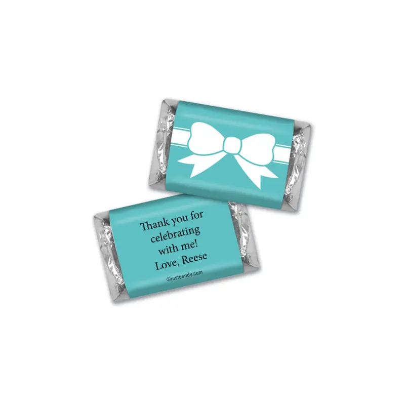 Birthday Personalized Hershey's Miniatures Wrappers Tiffany Style Bow