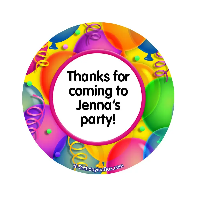 Balloon Bash Personalized 2" Stickers (20 Stickers)