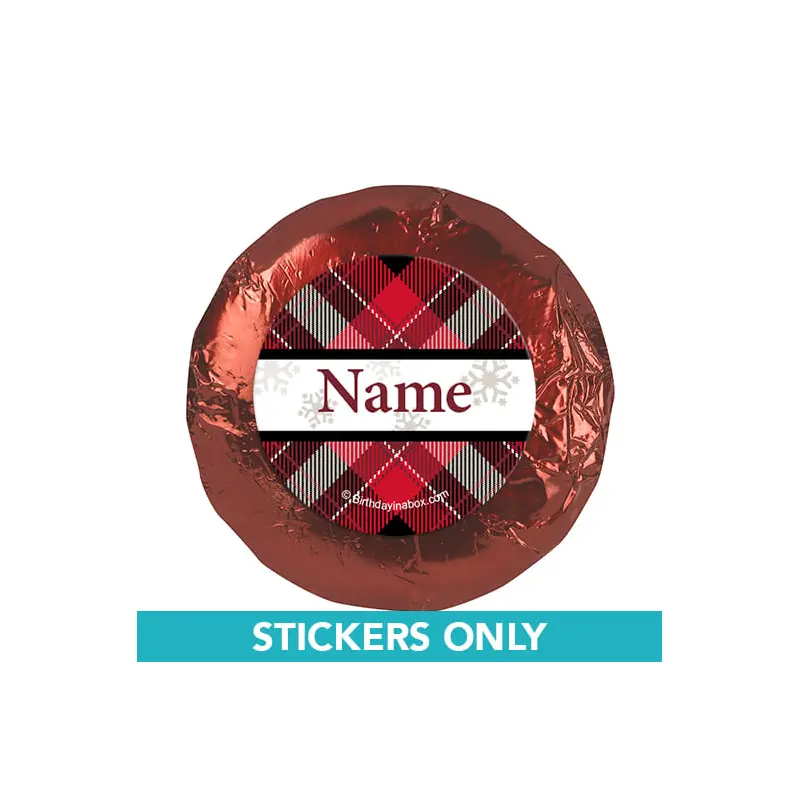 Buffalo Plaid Personalized 1.25" Stickers (48 Stickers)