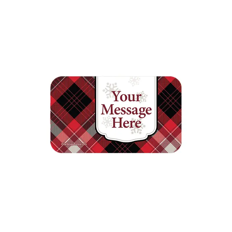 Buffalo Plaid Personalized Rectangular Stickers (18 Stickers)