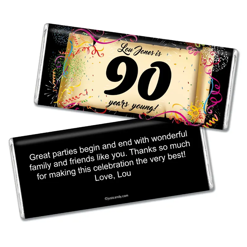 Milestones Personalized Hershey's Milk Chocolate Bar 90th Birthday Wrappers How Many?