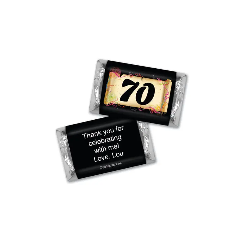 Milestones Personalized Hershey's Miniatures Wrappers 70th Birthday Chocolates Commemorate