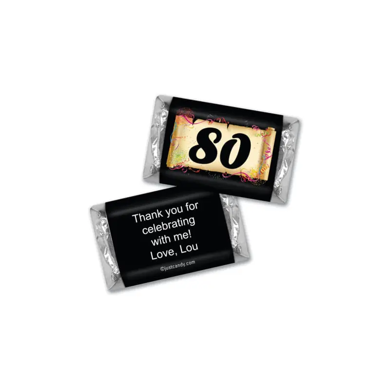 Milestones Personalized Hershey's Miniatures Wrappers 80th Birthday Chocolates Commemorate