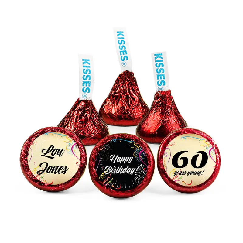 Personalized 60th Milestone Birthday Scroll Confetti Hershey's Kisses