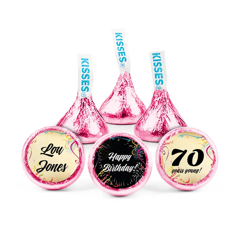 Personalized 70th Milestone Birthday Scroll Confetti Hershey's Kisses