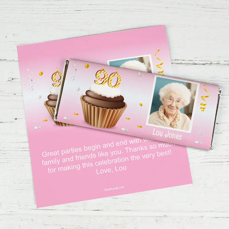 Personalized 90th Birthday Milestones Hershey's Chocolate Bar Wrappers Only