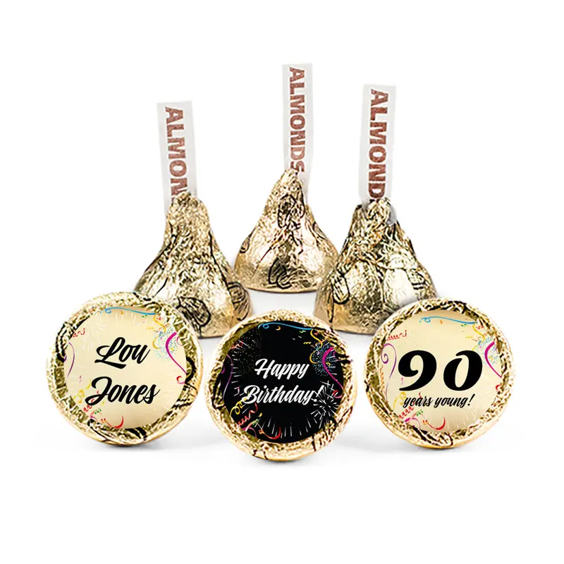 Personalized 90th Milestone Birthday Scroll Confetti Hershey's Kisses