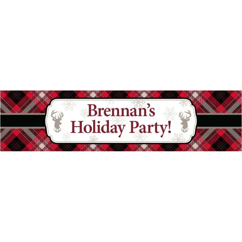 Personalized Buffalo Plaid Party 5 Ft. Banner