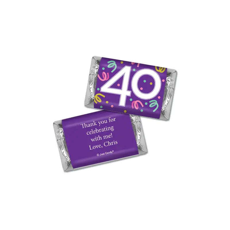 Personalized Forty Confetti Birthday Hershey's Miniatures