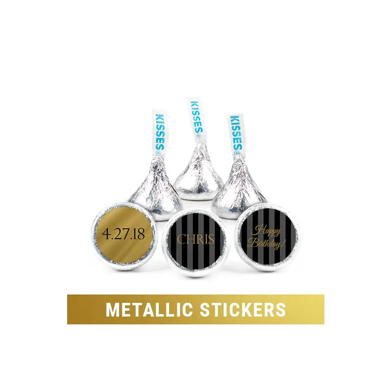 Personalized Metallic Birthday Stripes Hershey's Kisses