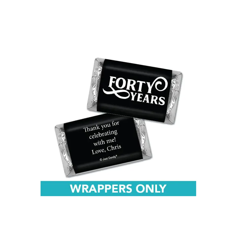 Personalized Milestones 40th Type Birthday Hershey's Miniatures Wrappers Only