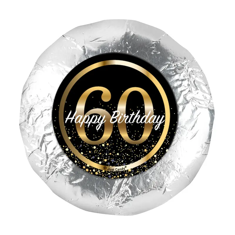 Milestone 60th Birthday 1.25" Sticker Elegant Birthday Bash (48 Stickers)