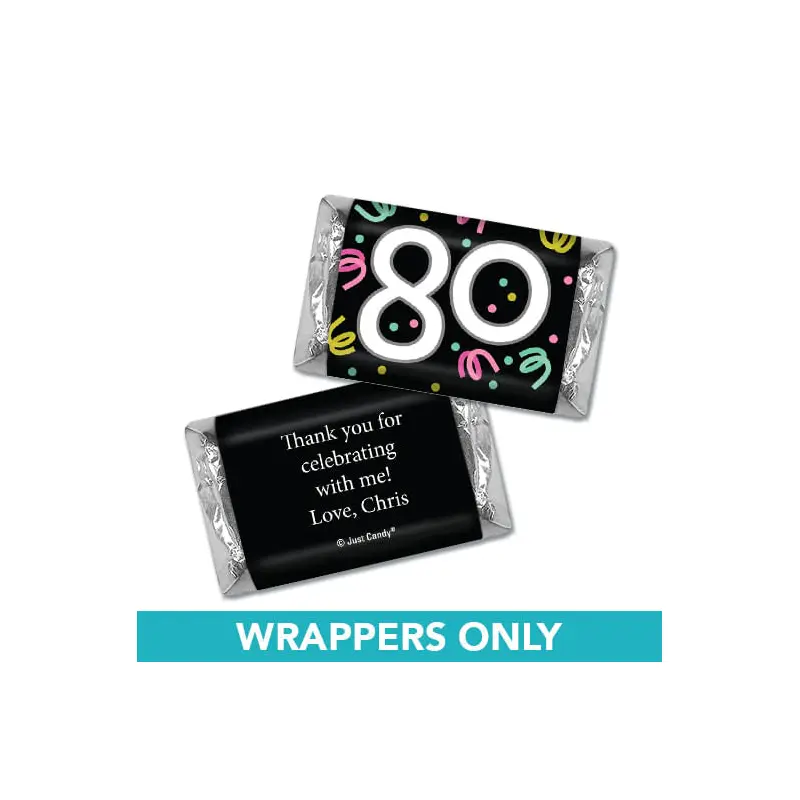 Personalized Eighty Confetti Birthday Hershey's Miniatures Wrappers Only