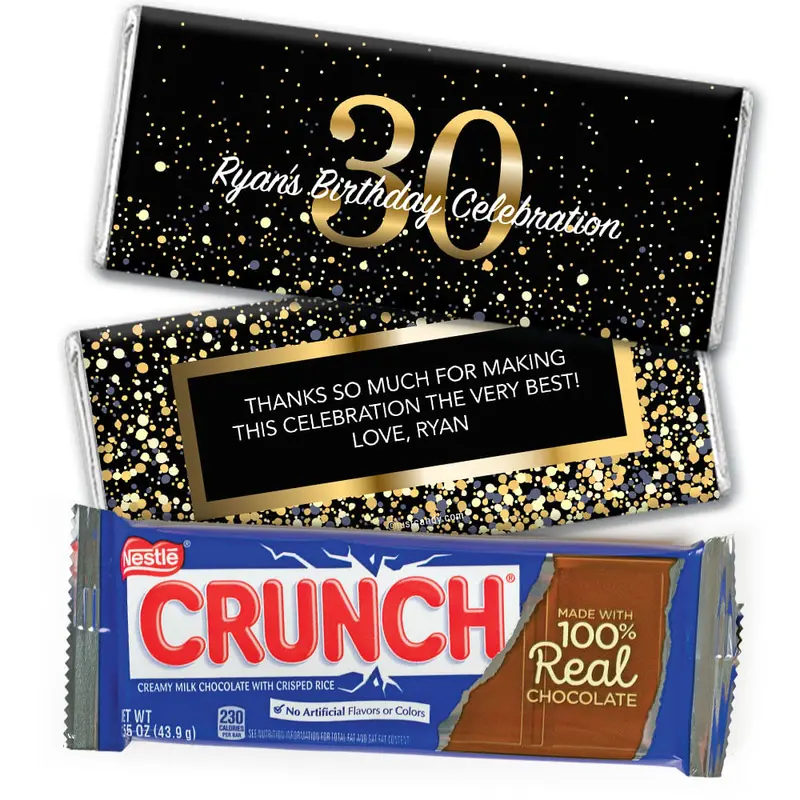 Personalized Milestone Elegant Birthday Bash 30 Nestle Crunch Chocolate Bar & Wrapper