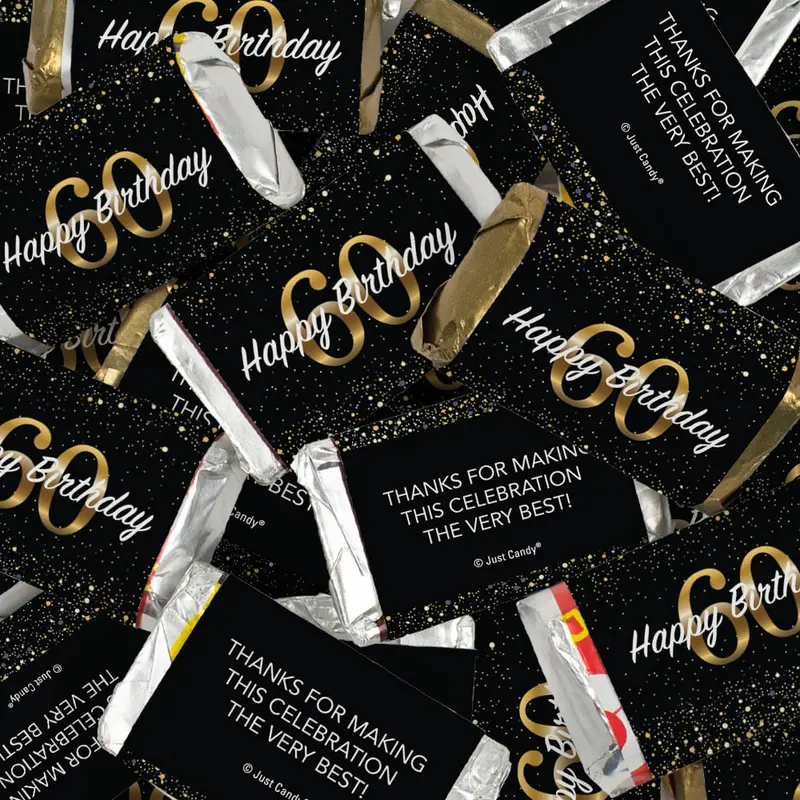 60th Birthday Candy Hershey's Kisses & Hershey's Miniatures for Party Favors