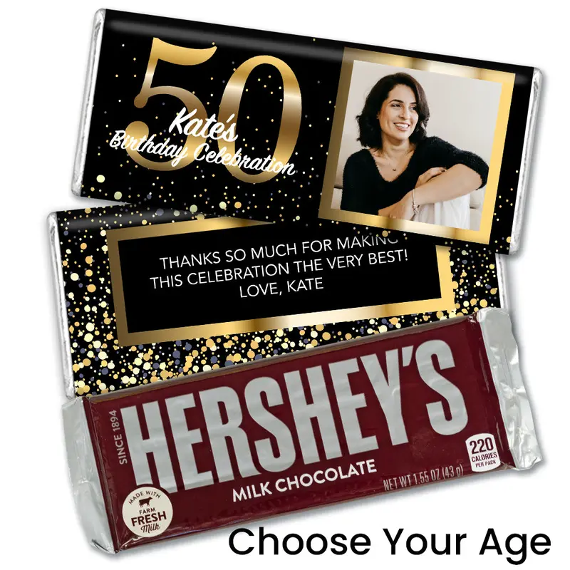 Personalized Milestone Birthday Elegant Birthday Bash Hershey's Milk Chocolate Bar with Photo