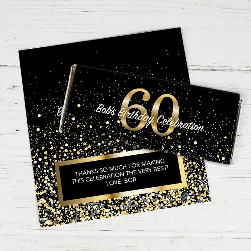 Personalized Milestone Elegant Birthday Bash 60th Chocolate Bar Wrappers