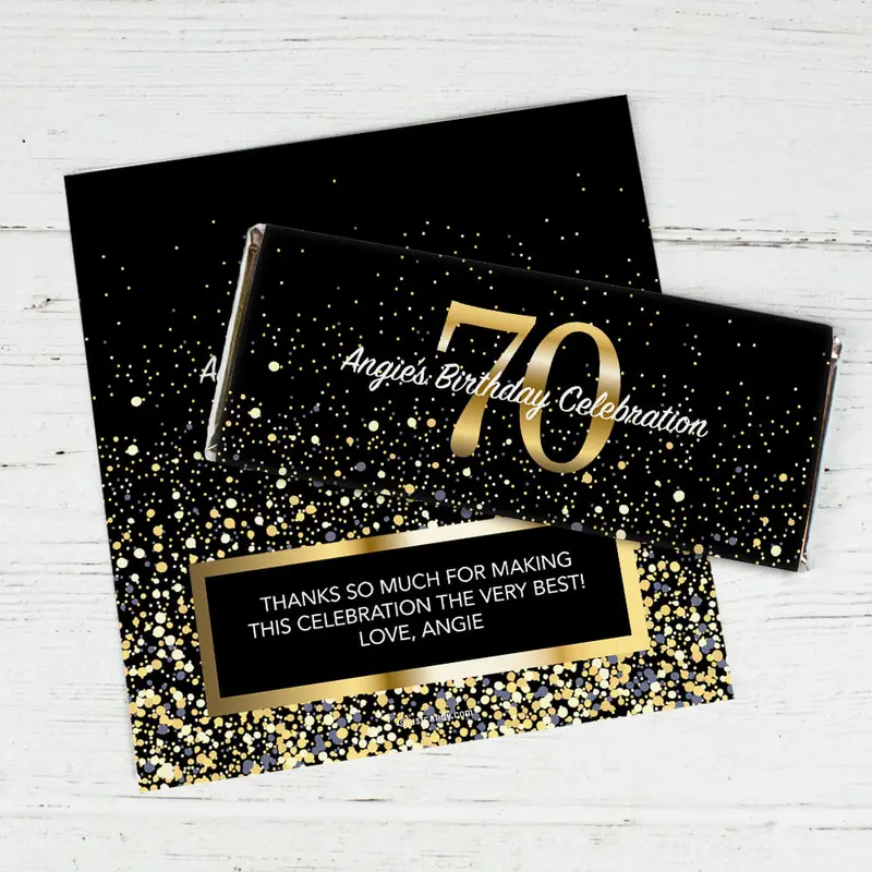 Personalized Milestone Elegant Birthday Bash 70th Chocolate Bar Wrappers