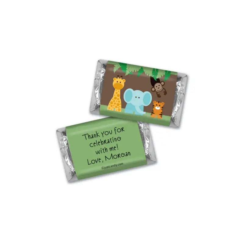 Birthday Personalized Hershey's Miniatures Wrappers Jungle Safari Animals