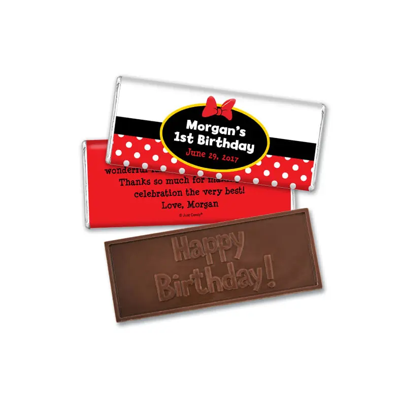Personalized Birthday Embossed Happy birthday Chocolate Bar Minnie Mouse Theme