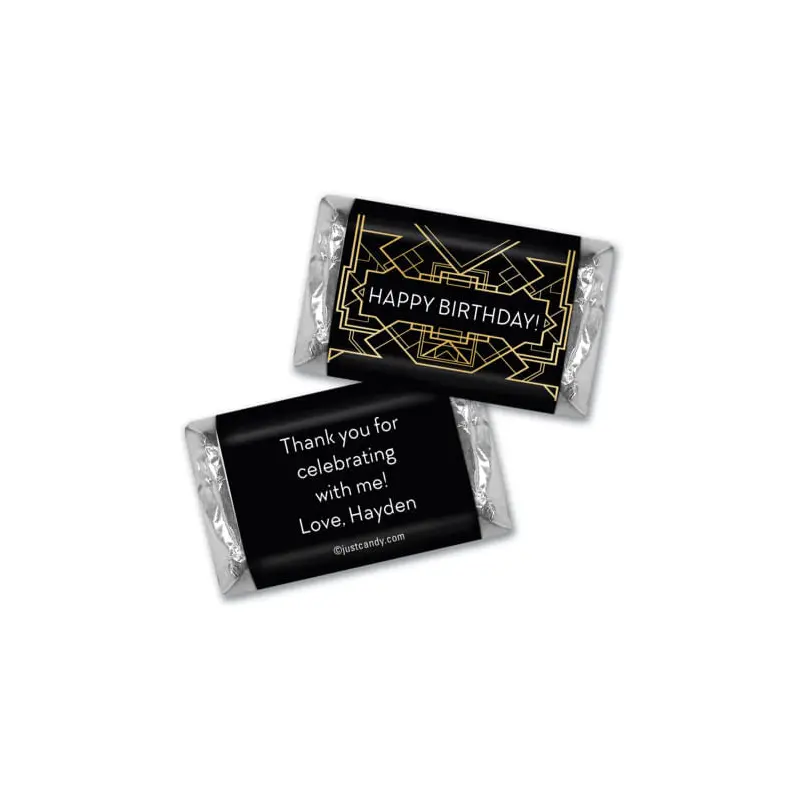Birthday Personalized Hershey's Miniatures Wrappers Art Deco 1920s Gatsby