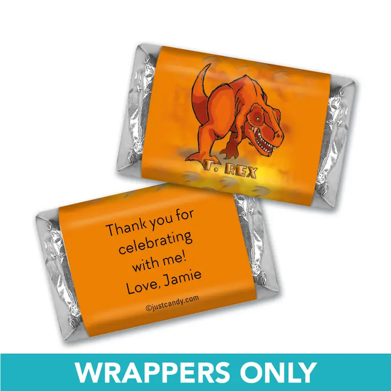 Birthday Personalized Hershey's Miniatures Wrappers Jurassic Dinosaur