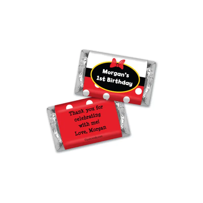 Birthday Personalized Hershey's Miniatures Wrappers Minnie Mouse Theme