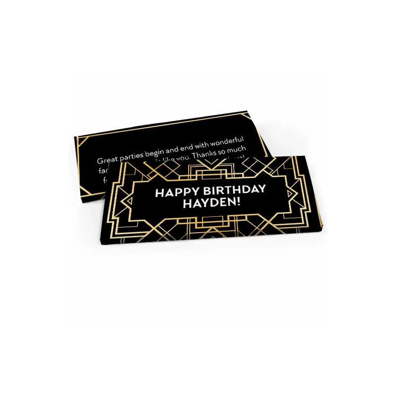 Deluxe Personalized Birthday Art Deco Candy Bar Favor Box