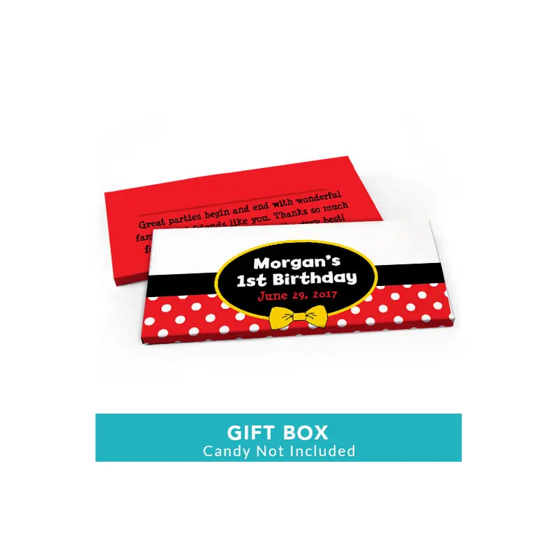Deluxe Personalized First Birthday Mickey Mouse Candy Bar Favor Box